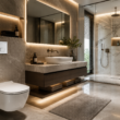 Geberit concealed cistern and wall-hung toilet in a luxury modern bathroom with Swiss-inspired design